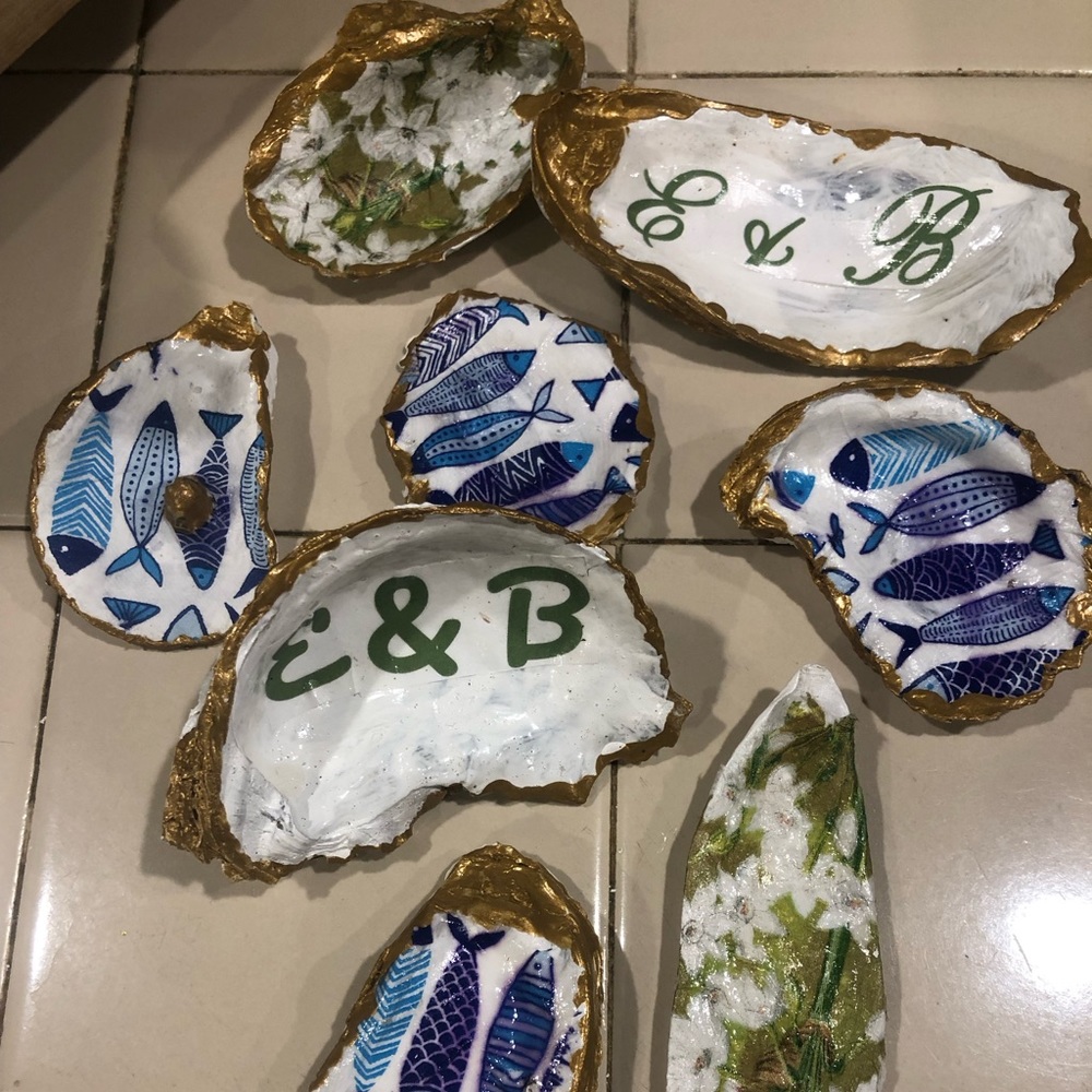 Oyster trinket coastal jewelry dish wedding baby